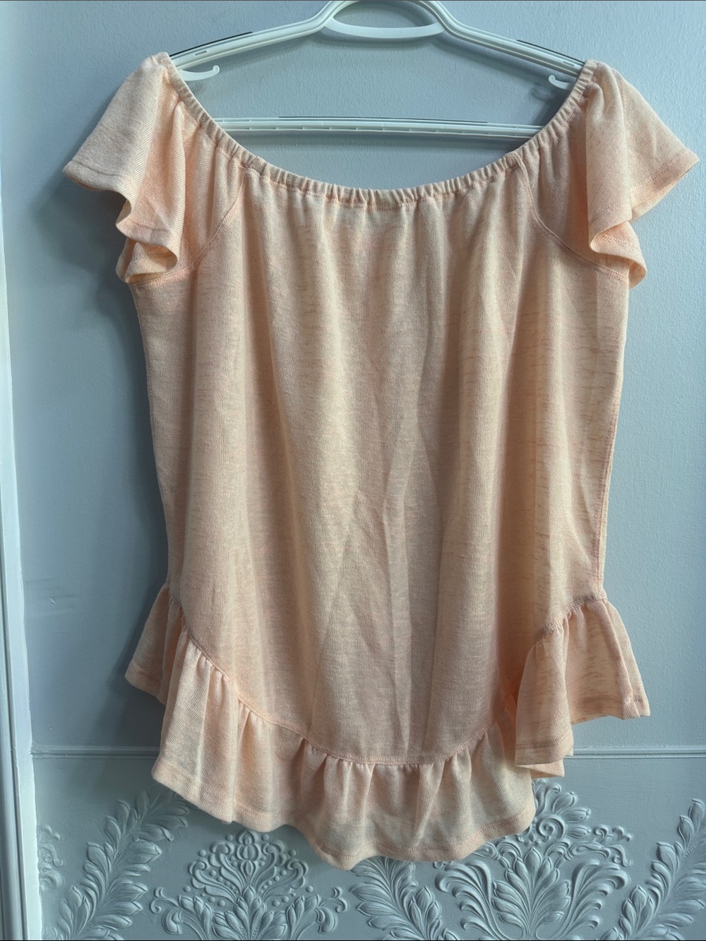 Love Peach Off-Shoulder Ruffle Button-Front Top - Picture 3 of 3